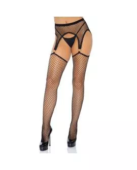 LEG AVENUE - INDUSTRIAL NET STRÜMPFE MIT O-RING BEFESTIGTEM STRUMPFGÜRTEL, EINE GRÖSSE