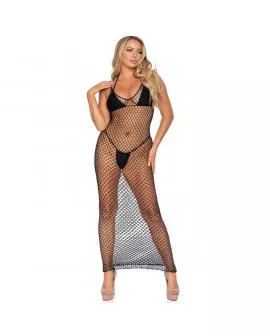LEG AVENUE - GEWEBTES TWIST-NET-MAXIKLEID, EINE GRÖSSE