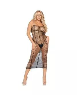 LEG AVENUE - Horizontales Netz-Maxikleid, Eine Größe