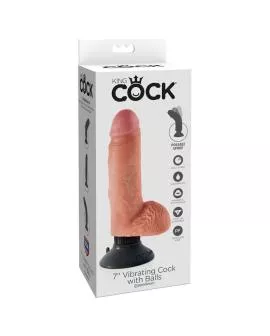 KING COCK - Vibrator Dildo mit Hoden 17,78 cm Natur