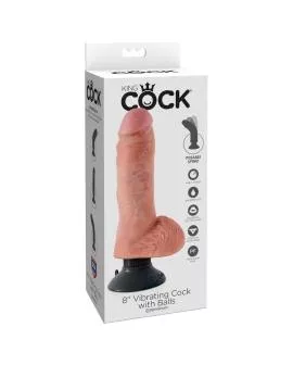 KING COCK - VIBRIERENDER DILDO MIT HODEN 20.3 CM NATUR