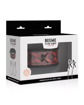 BEGME - Red Edition Halsband mit Nippelklemmen - Neoprenfutter