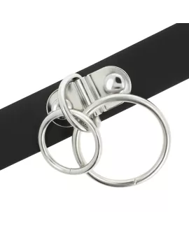 Coquette Chic Desire - Doppelring-Halsband aus veganem Leder