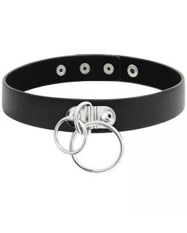 Coquette Chic Desire - Doppelring-Halsband aus veganem Leder