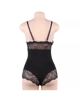 SUBBLIME - SCHWARZER TEDDY MIT BLUMENSPITZENDETAIL S/M