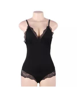 SUBBLIME - SCHWARZER TEDDY MIT BLUMENSPITZENDETAIL L/XL