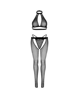 LEG AVENUE - Fischnetztop, G-String und Strümpfe