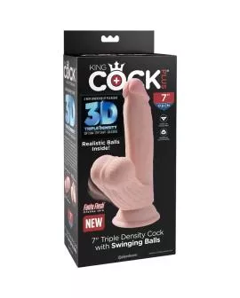 KING COCK - PLUS 3D DILDO SWINGING BALLS 15.2 CM HELLE HAUT