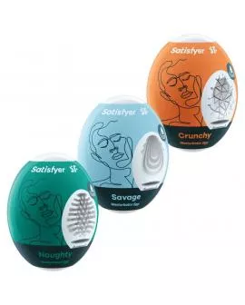 SATISFYER - 3 MASTURBATOR EIER NAUGHTY, SAVAGE & CRUNCHY