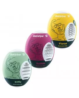 SATISFYER - 3 MASTURBATOR EIER RIFFLE, BUBBLE & FIERCE