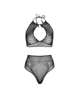 LEG AVENUE - Neckholder Crop-Top Tanga Set Einheitsgröße