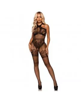 LEG AVENUE - NET HALTER BODYSTOCKING EINE GRÖSSE - SCHWARZ