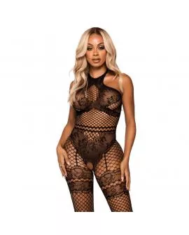 LEG AVENUE - NET HALTER BODYSTOCKING EINE GRÖSSE - SCHWARZ