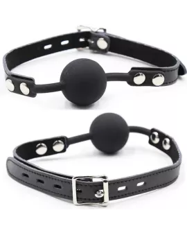 OHMAMA FETISH - Silikon-Ballgag mit Leder-Gürtel & Schloss