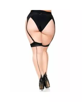 Leg Avenue - Plus Lycra 2-Ton Strümpfe mit Rückennaht