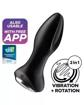SATISFYER - ROTATOR PLUG 2+ VIBRIERENDE PLUGAPP SCHWARZ