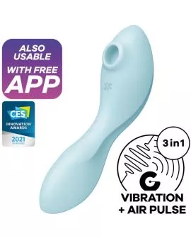 SATISFYER - CURVY TRINITY 5 AIR PULSE STIMULATOR & VIBRATOR APP BLAU