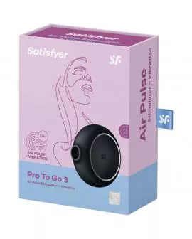 SATISFYER - PRO TO GO 3 DOPPELTER LUFTPULSSTIMULATOR & VIBRATOR SCHWARZ