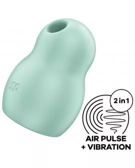 SATISFYER - PRO TO GO 1 DOPPELTER LUFTPULSSTIMULATOR & VIBRATOR GRÜN