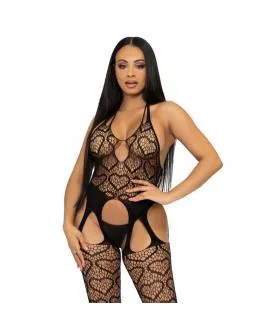 Leg Avenue - Netz-Bodystocking mit Trägern - Schwarz