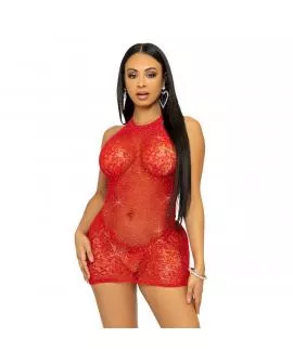 LEG AVENUE - STRASS NECKHOLDER-MINIKLEID, EINHEITSGRößE- ROT