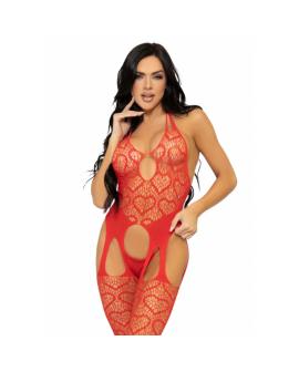 Leg Avenue - Netz Suspender Body Rot One Size