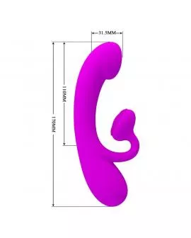 PRETTY LOVE - AUFRICHTIGER VIBRATOR UND KLITORIS-SAUGER AUS VIOLETTEM SILIKON