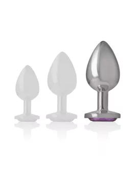 INTENSE Analplug - Aluminium mit violettem Kristall Größe L