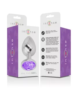 INTENSE Analplug - Aluminium mit violettem Kristall Größe L