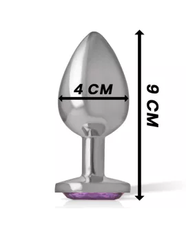 INTENSE Analplug - Aluminium mit violettem Kristall Größe L