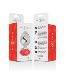 INTENSE - METALL-ANALSTECKER MIT ROTEN KRISTALL GRÖSSE M