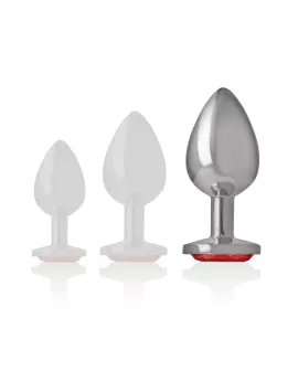 Intense - Analplug aus Aluminium mit rotem Kristall, Größe L