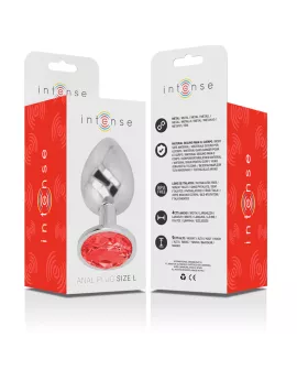 Intense - Analplug aus Aluminium mit rotem Kristall, Größe L
