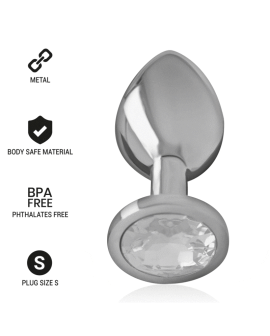 Intense - Aluminium-Analplug mit Silberkristall Größe S