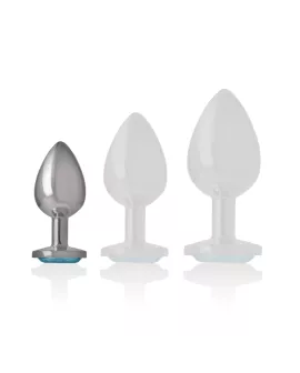 INTENSE - ANALSTECKER AUS ALUMINIUMMETALL MIT BLAUEM KRISTALL, GRÖSSE S