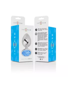 INTENSE - ANALSTECKER AUS ALUMINIUMMETALL MIT BLAUEM KRISTALL, GRÖSSE S