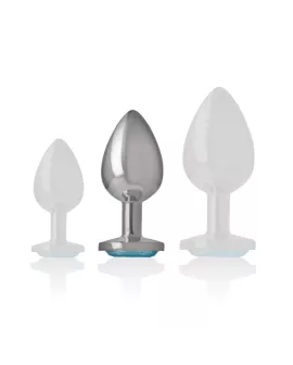 INTENSE Analplug aus Aluminium mit blauem Glas - Größe M