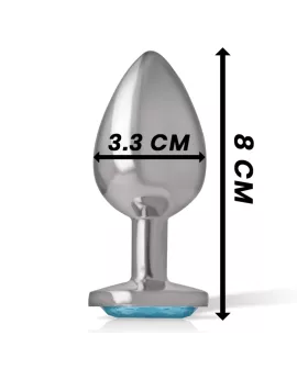INTENSE Analplug aus Aluminium mit blauem Glas - Größe M