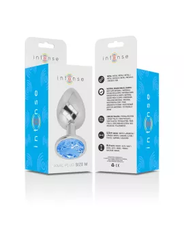 INTENSE Analplug aus Aluminium mit blauem Glas - Größe M