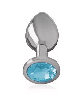 INTENSE Analplug aus Aluminium mit blauem Glas - Größe M