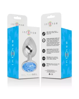 INTENSE - ANALPLUG AUS ALUMINIUMMETALL MIT BLAUEM KRISTALL, GRÖSSE L