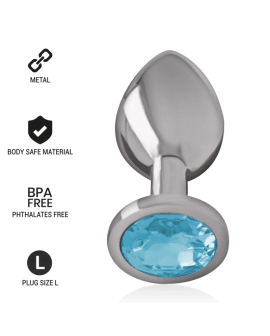 INTENSE - ANALPLUG AUS ALUMINIUMMETALL MIT BLAUEM KRISTALL, GRÖSSE L