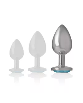 INTENSE - ANALPLUG AUS ALUMINIUMMETALL MIT BLAUEM KRISTALL, GRÖSSE L