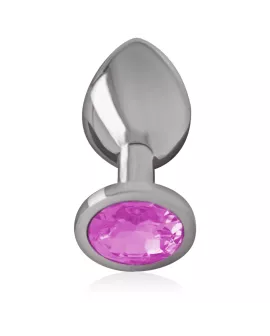 INTENSE - ANALPLUG AUS ALUMINIUMMETALL MIT ROSA KRISTALL, GRÖSSE M