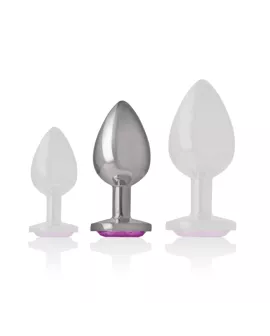 INTENSE - ANALPLUG AUS ALUMINIUMMETALL MIT ROSA KRISTALL, GRÖSSE M