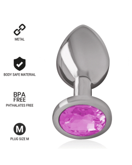 INTENSE - ANALPLUG AUS ALUMINIUMMETALL MIT ROSA KRISTALL, GRÖSSE M