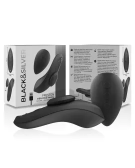 BLACK&SILVER - PRESTON WIEDERAUFLADBARER SILIKON-VIBRATOR-PANTIE SCHWARZ