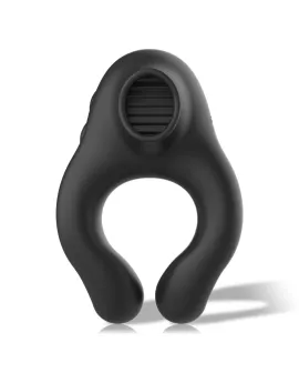 BLACK&SILVER - VIBRATORRING AUS SILIKON, 3 MOTOREN, WIEDERAUFLADBAR, SCHWARZ
