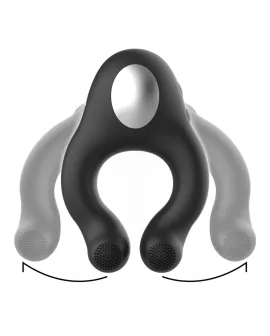 BLACK&SILVER - VIBRATORRING AUS SILIKON, 3 MOTOREN, WIEDERAUFLADBAR, SCHWARZ