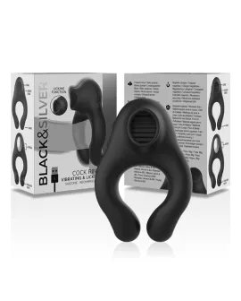 BLACK&SILVER - VIBRATORRING AUS SILIKON, 3 MOTOREN, WIEDERAUFLADBAR, SCHWARZ